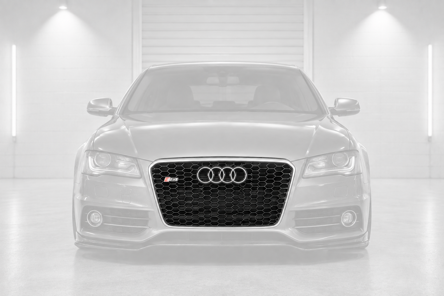 Audi S4 front end with honeycomb mesh grille, collection banner for Audi grille parts
