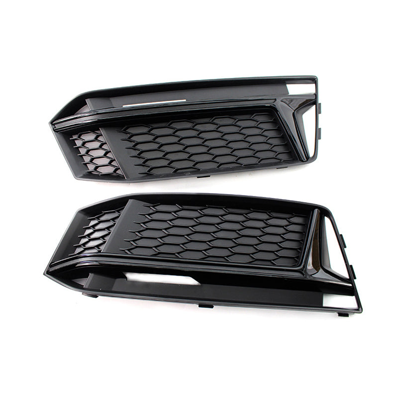 RS4 style fog light grille, Audi A4 S-Line B9, black trim, without ACC