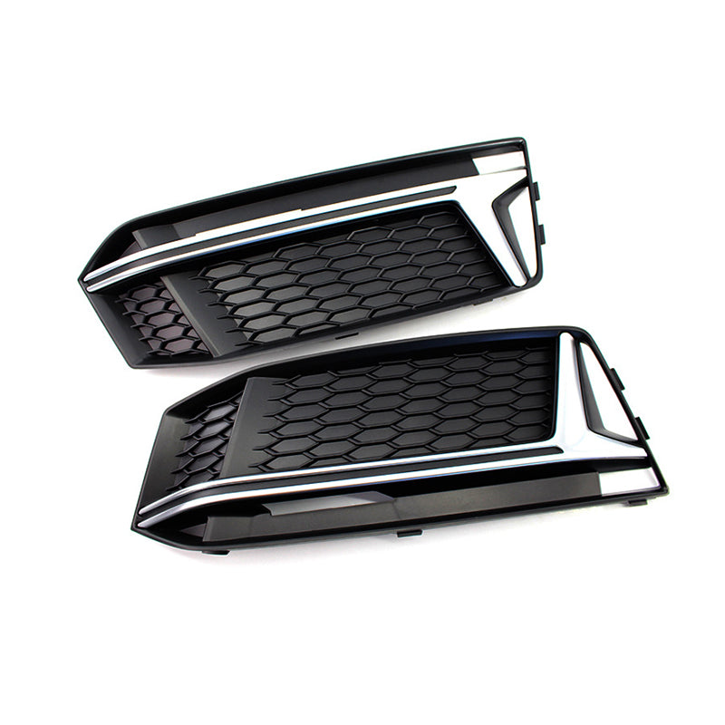 RS4 style fog light grille, Audi A4 S-Line B9, silver trim, without ACC