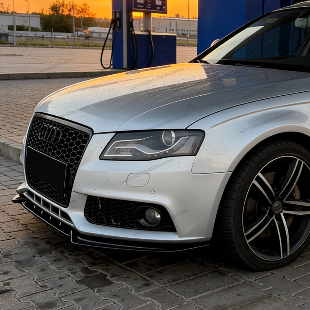 Silver audi showcasing front lip application