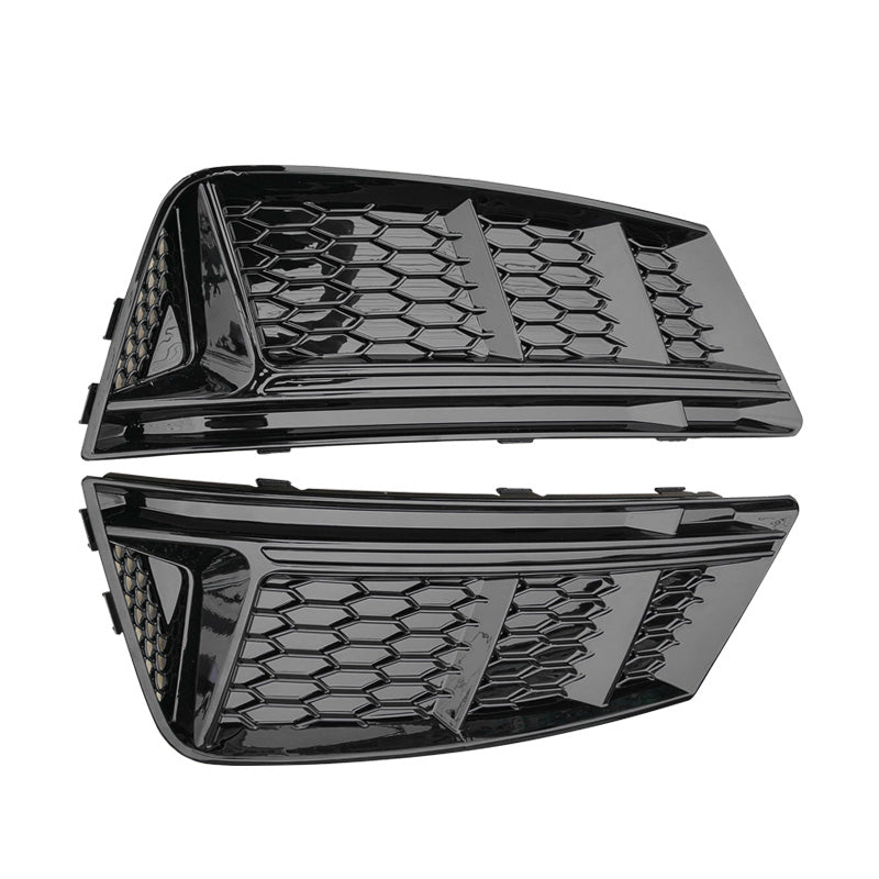 RS4 style fog light grille, Audi A4 Base B9, black trim, without ACC