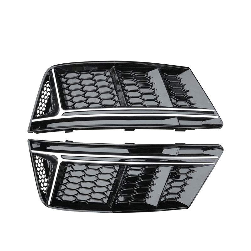 RS4 style fog light grille, Audi A4 Base B9, silver trim, without ACC