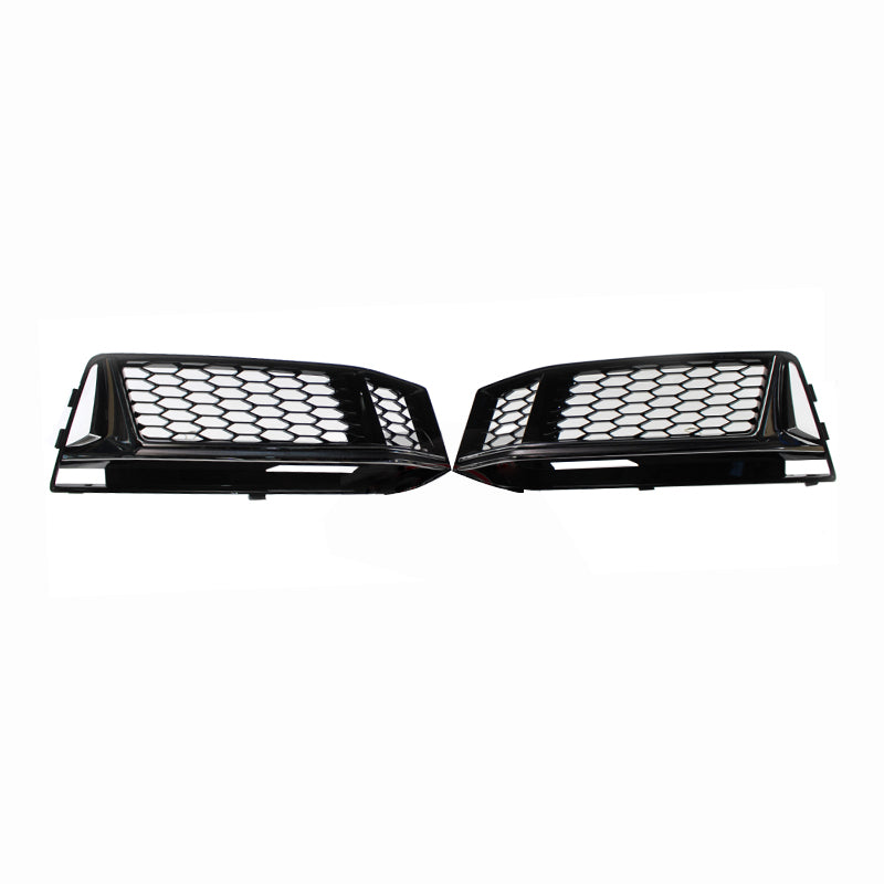 Pair of RS4 style honeycomb fog light grilles for Audi A4 B9, black finish