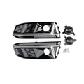 RS4 style fog light grille kit with ACC, Audi A4 S-Line B9, silver trim, includes fog light holes