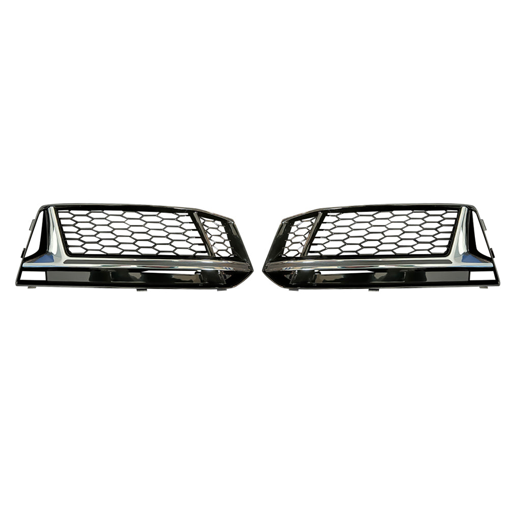 RS4 style hex mesh fog light grille, Audi A4 S-Line B9, silver trim, without ACC