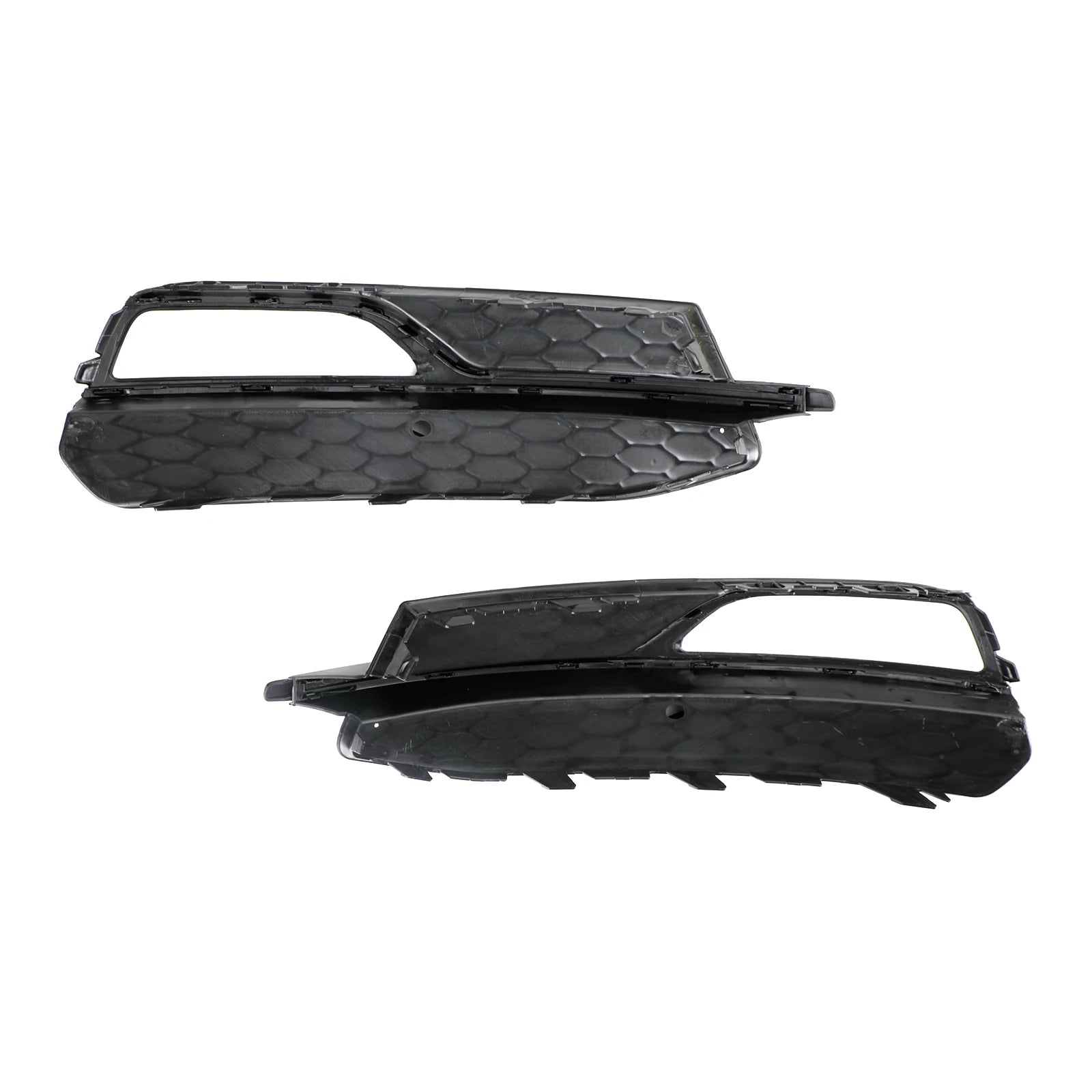 Rear view of Audi A3 S-Line/S3 8V honeycomb fog light grille pair showing mounting clips and inner frame