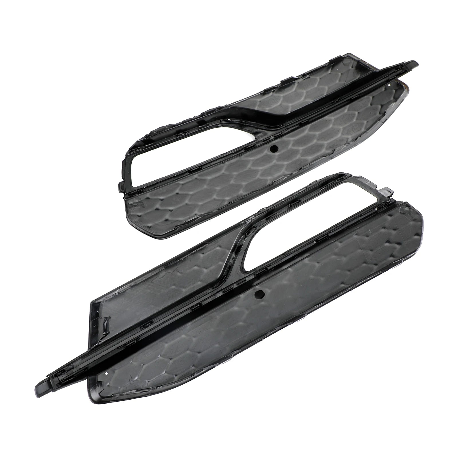 Underside view of Audi A3 S-Line/S3 8V honeycomb fog light grille pair showing mounting tabs