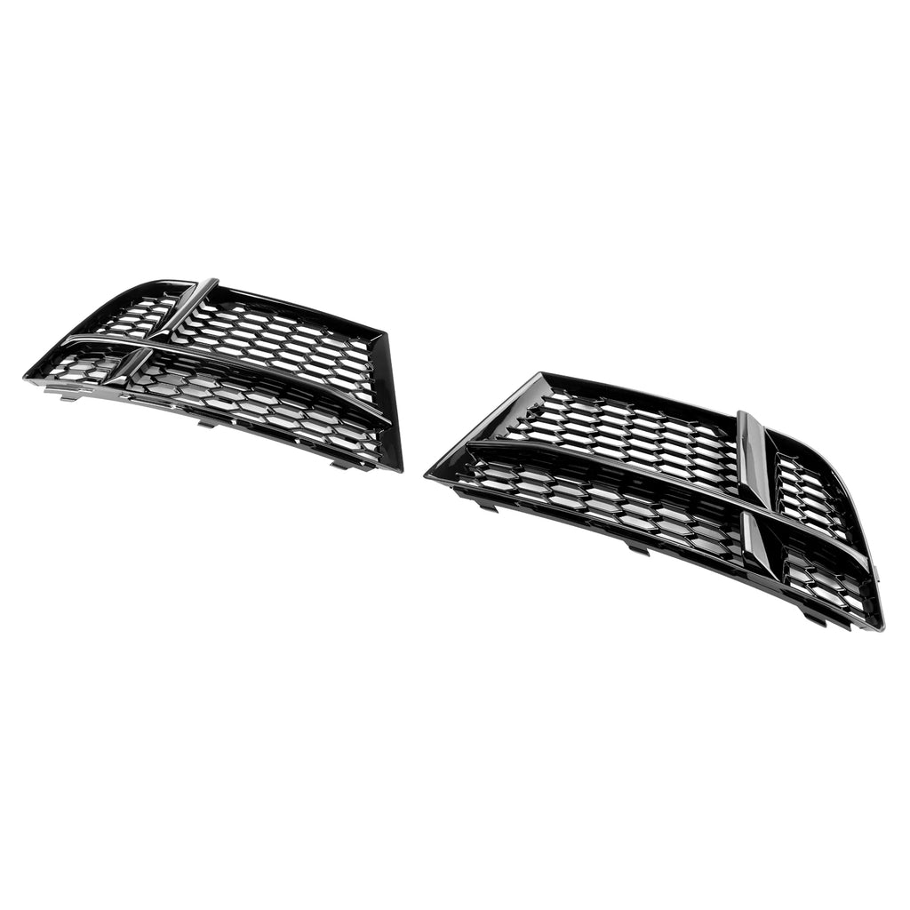 Angled view of honeycomb mesh fog light grille pair for Audi A3/S3 8V