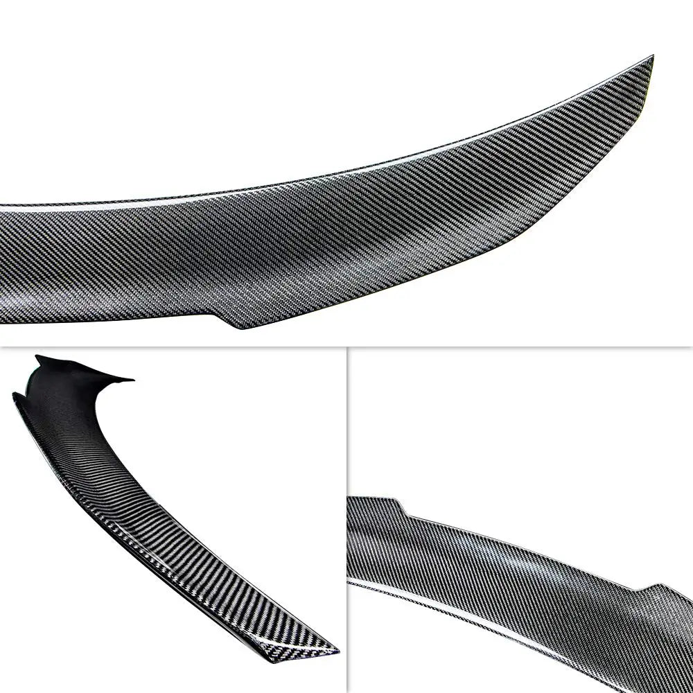 Close-up of carbon fiber weave texture and edge detail on PSM style A3/S3 spoiler