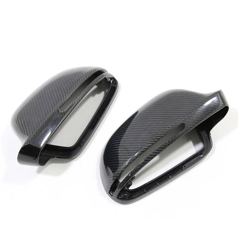 Pair of carbon fiber side mirror replacement covers for Audi A4 B8 2008-2009