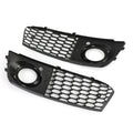 Audi A4 B8 fog light grille pair with close-up fog light opening and mesh detail insets