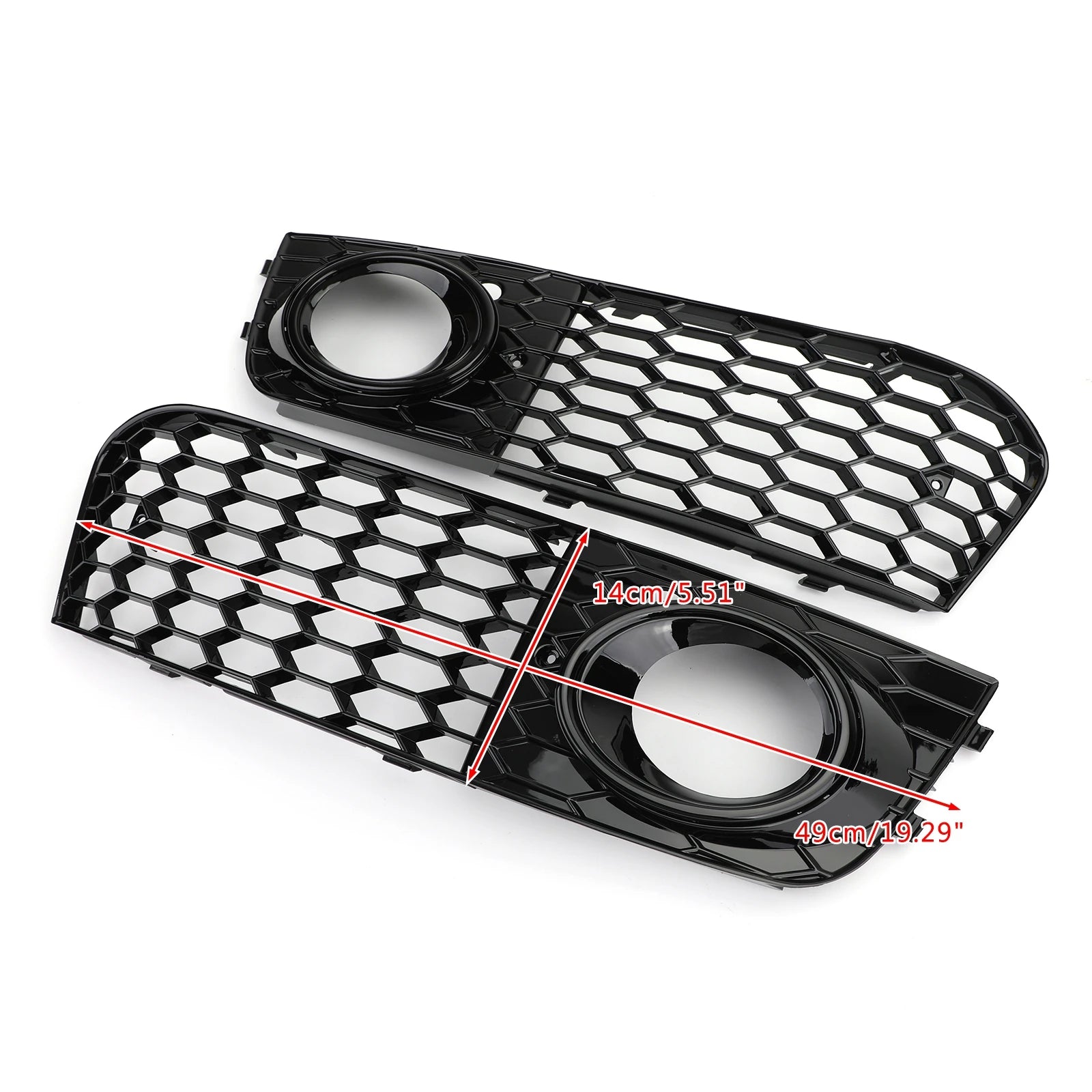 Dimension measurements for Audi A4 B8 fog light grille, 49cm width