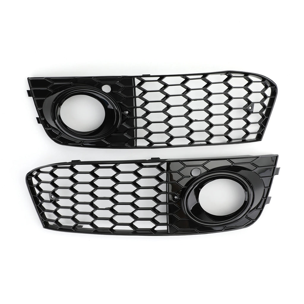 Pair of honeycomb mesh fog light grilles for Audi A4 B8 Sedan