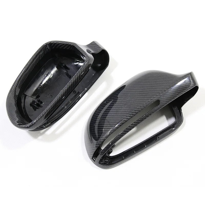 Interior underside view of carbon fiber mirror cover shell for Audi A4 B8