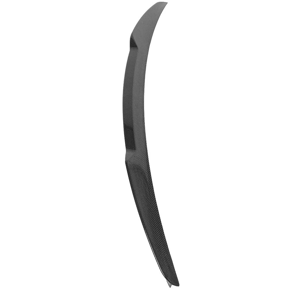 Side profile view of M4 style carbon fiber high-kick spoiler for Audi A4/S4 B9