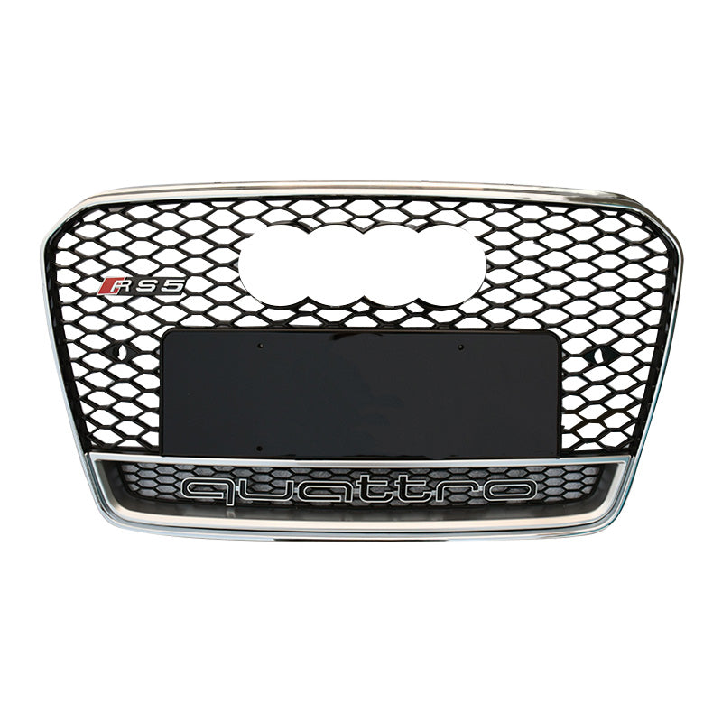 RS-style honeycomb grille with chrome trim, black mesh, and lower frame quattro trim for Audi A5 S-Line/S5 B8.5 (2013-2016)