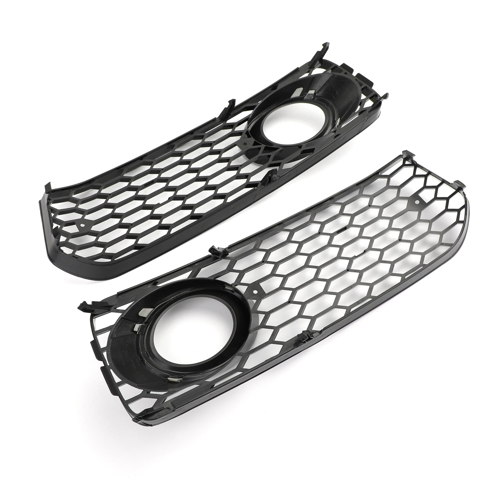 Rear view of Audi A5/S5 B8 fog light grille pair showing mounting clips and inner frame