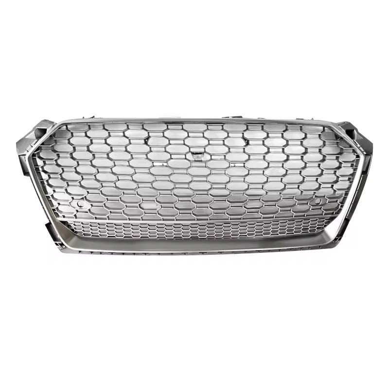 RS style honeycomb grille for Audi A4/S4 B9, full chrome finish, lower frame variant