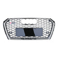 RS style honeycomb grille for Audi A4/S4 B9, white frame with black mesh, RS4 and quattro badging