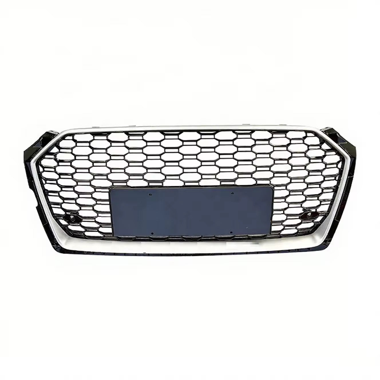 RS style honeycomb grille for Audi A4/S4 B9, white frame and black mesh, no RS4/quattro badging