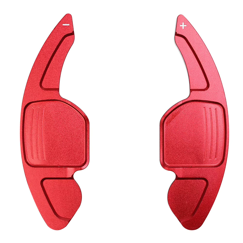 Red aluminium steering wheel shift paddle extension for Audi DSG models