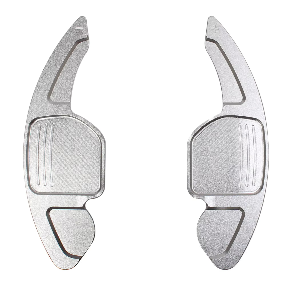 Silver aluminium steering wheel shift paddle extension for Audi DSG models
