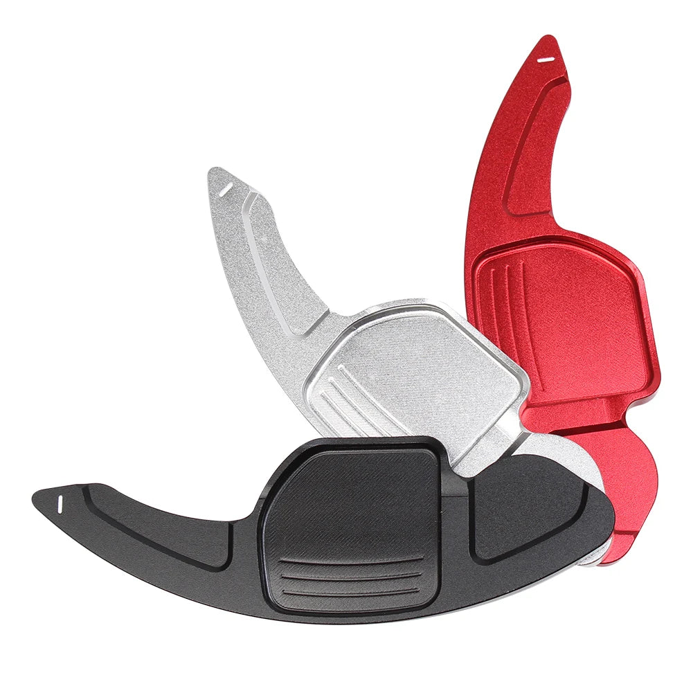 Aluminium paddle shifter extensions in black, silver and red